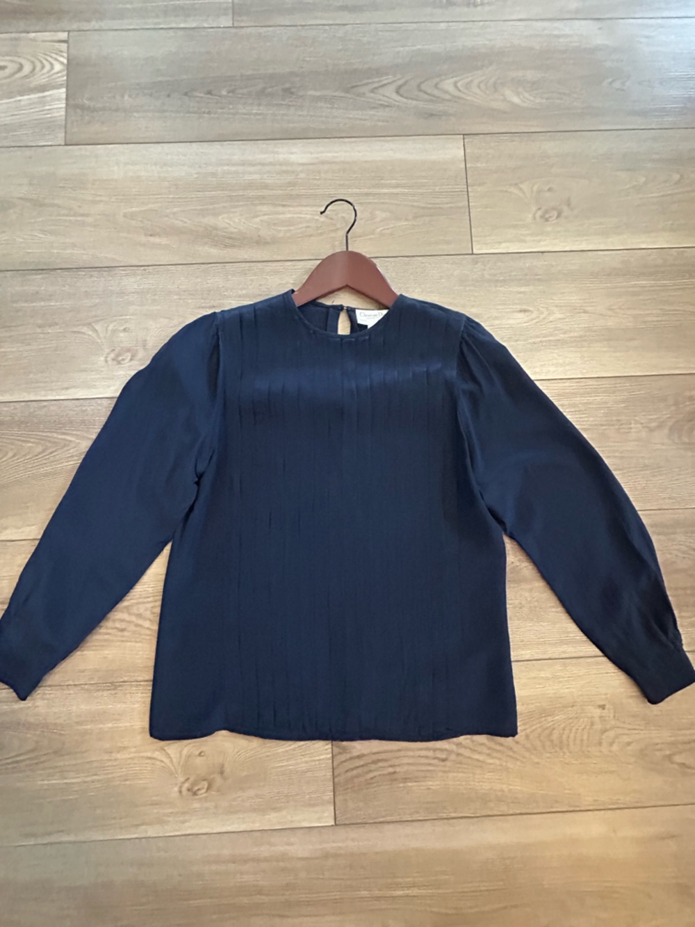 Vintage Christian Dior Separates 100% Silk Navy Blouse Top Size 4